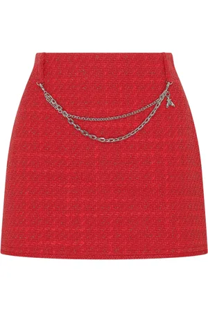 Patrizia Pepe Femme, Jupes, Rouge, Taille: 40 FR Mini-jupe rouge en tweed avec chaîne amovible