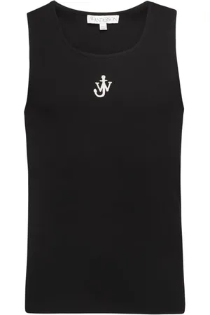 J.W.Anderson Homme, Tops, Noir, Taille: L Débardeur Logo Design Côtelé