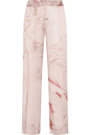 Kiton Femme, Pantalons, Rose, Taille: 34 FR Pantalon Imprimé Jardin en Soie