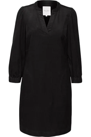 Part Two Femme, Robes, Noir, Taille: 36 FR Robe Noire Manches ¾ avec Col en V