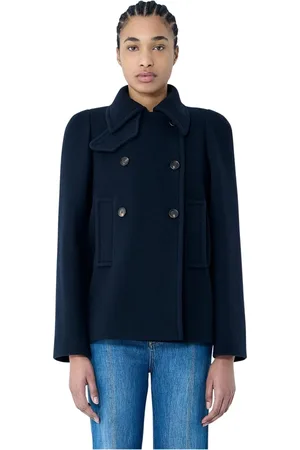 Chloé Femme, Vestes, Bleu, Taille: 40 FR Veste en Laine à Double Boutonnage