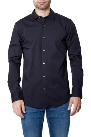 Tommy Hilfiger Homme, Chemises, Noir, Taille: S Chemise à Manches Longues avec Imprimé Noir