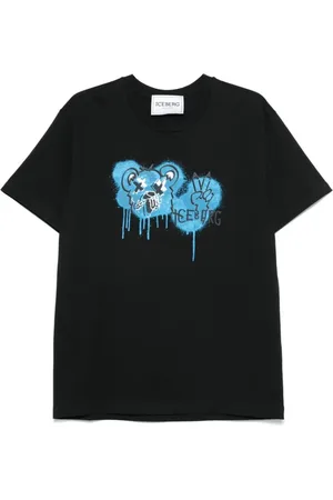 Iceberg Homme, Tops, Noir, Taille: S T-shirt ras du cou avec logo imprimé