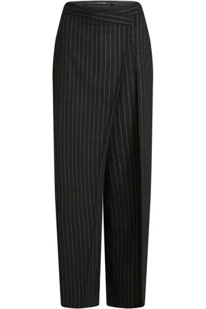 Karl Lagerfeld Femme, Pantalons, Noir, Taille: 38 FR Pantalon Wrap à Rayures Fines