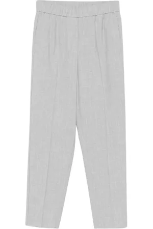 PESERICO SIGN Femme, Pantalons, Gris, Taille: 44 FR Pantalon Gris à Détails de Perles et Poches