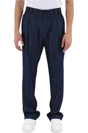 COSTUMEIN Homme, Pantalons, Bleu, Taille: XL Pantalon en coton plissé