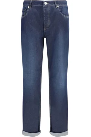 Brunello Cucinelli Homme, Jeans, Bleu, Taille: S Jean classique en coton avec ourlet retourné