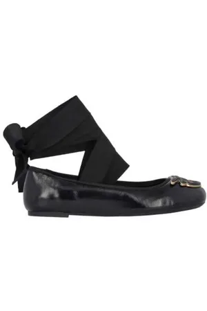 Pinko Femme, Chaussures, Noir, Taille: 36 EU Ballerines en cuir avec logo Love Birds