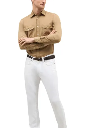 Boglioli Homme, Chemises, Brun, Taille: M Chemise en popeline teinte en pièce