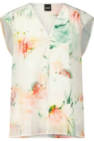 HUGO BOSS Femme, Blouses et Chemises, Multicolore, Taille: 36 FR Chemisier en soie Binadi