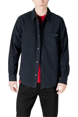 Calvin Klein Homme, Chemises, Noir, Taille: XL Chemise Noire en Coton à Boutons Col Classique