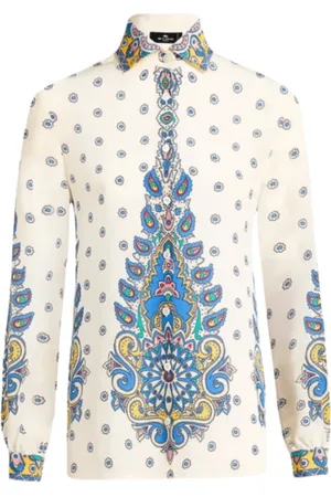 Etro Femme, Blouses et Chemises, Multicolore, Taille: 42 FR Ivory Paisley Print Silk Shirt