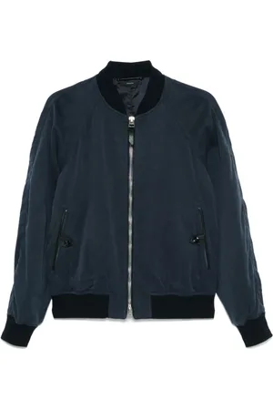 Tom Ford Homme, Vestes, Bleu, Taille: L Blouson Zippé Bleu à Col Baseball