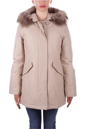 Woolrich Femme, Vestes, , Taille: 36 FR Manteau à Capuche avec Bouton Logo