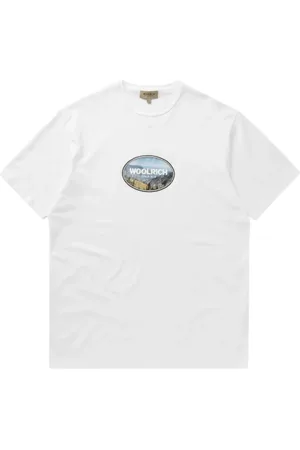 Woolrich Homme, Tops, Blanc, Taille: L T-shirt Paysage Blanc Lumineux