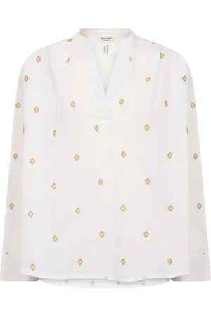 Part Two Femme, Blouses et Chemises, Blanc, Taille: 40 FR Blouse Oversize Brodée Or Blanc