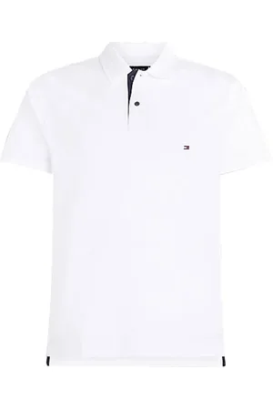 Tommy Hilfiger Homme, Tops, Blanc, Taille: S Polo Regular Monotype à Patte de Boutonnage