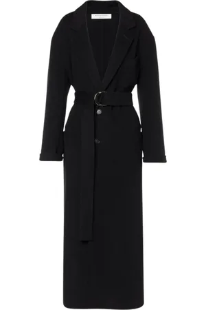 Serafini Femme, Manteaux, Noir, Taille: 38 FR Manteau croisé ceinturé en laine double