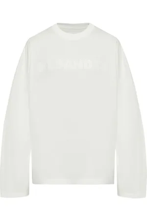 Jil Sander Homme, Tops, Blanc, Taille: S T-shirt Blanc en Coton avec Logo Imprimé