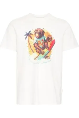 Blend Homme, Tops, Blanc, Taille: S T-shirt homme imprimé