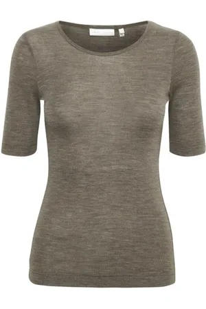 INWEAR Femme, Tops, Brun, Taille: 46 FR T-shirt Brun Mélange Élégant