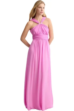 Liu Jo Femme, Robes, Rose, Taille: 40 FR Élégante Robe Longue Rose avec Col en V