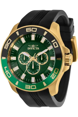 Invicta Homme, Accessoires, Noir, Taille: ONE Size Cadran vert avec accents dorés Montre chronographe