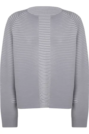 Issey Miyake Femme, Pulls, Gris, Taille: 40 FR Cardigan Cercle en Maille