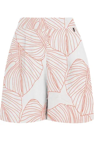 Bomboogie Femme, Shorts, Multicolore, Taille: 36 FR Printed linen bermuda shorts
