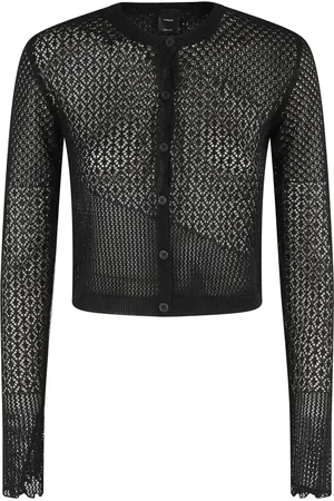 Pinko Femme, Pulls, Noir, Taille: 38 FR Cardigan crochet lurex avec boutons