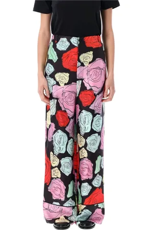 Marni Femme, Pantalons, Multicolore, Taille: 38 FR Pantalon de Pyjama en Twill de Soie à Imprimé de Roses