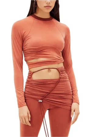 Jacquemus Femme, Blouses et Chemises, Rouge, Taille: 40 FR T-shirt noué à découpes