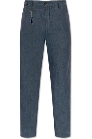 Paul & Shark Homme, Pantalons, Bleu, Taille: S Pantalon Chino en Lin avec Cordon de Serrage