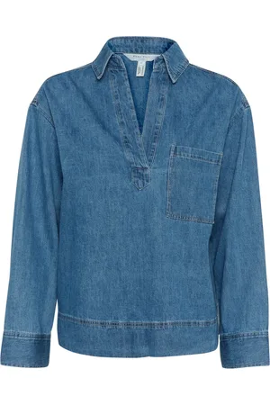 Part Two Femme, Blouses et Chemises, Bleu, Taille: 42 FR Blouse en denim