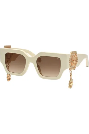 Philipp Plein Femme, Accessoires, , Taille: ONE Size Lunettes de soleil blanches en acétate