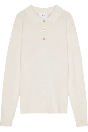 NN.07 Homme, Pulls, , Taille: L Polo à Manches Longues en Bouclé avec Boutons en Nacre