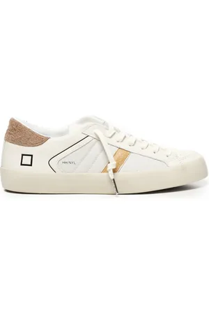 D.A.T.E. Homme, Chaussures, Blanc, Taille: 41 EU Baskets Blanc Beige Cuir Coton Caoutchouc
