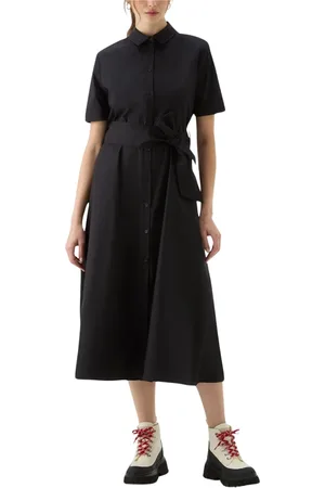 Woolrich Femme, Robes, Noir, Taille: 36 FR Robe-chemise longue en popeline