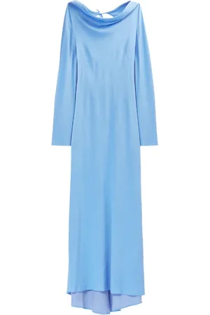 Moschino Femme, Robes, Bleu, Taille: 40 FR Robe Longue en Crêpe Bleu