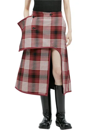 Issey Miyake Femme, Jupes, Rouge, Taille: 40 FR Counterpoint Check Wraparound Skirt