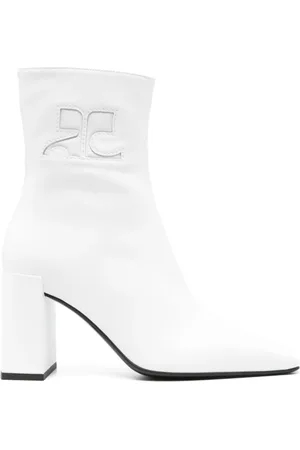 Courrèges Femme, Chaussures, Blanc, Taille: 40 EU Bottines à Talons Blanches Arrivant à la Cheville