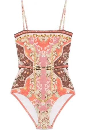 ZIMMERMANN Femme, Maillots de bain, Multicolore, Taille: 40 FR Wylie Belted Bandeau One Piece