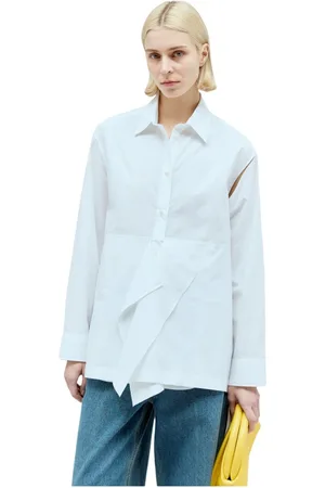 J.W.Anderson Femme, Blouses et Chemises, Blanc, Taille: 38 FR Chemise Péplum Drapée