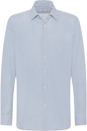 Kiton Homme, Chemises, Bleu, Taille: 2XL Élégante chemise en coton rayé