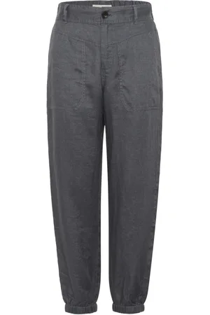 Part Two Femme, Pantalons, Gris, Taille: 40 FR Élégant Pantalon en Lin Turbulence