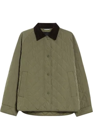 Max Mara Femme, Vestes, Vert, Taille: 38 FR Veste Matelassée de Printemps avec Col en Velours
