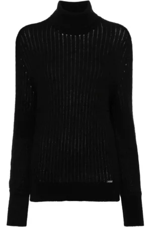 Kiton Femme, Pulls, Noir, Taille: 38 FR Pull Noir en Maille Côtelée à Col Roulé