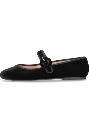 Pretty Ballerinas Femme, Chaussures, Noir, Taille: 38 1/2 EU Ballerines en Velours Noir avec Bride Ajustable