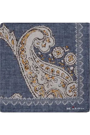 Kiton Homme, Accessoires, Bleu, Taille: ONE Size Pochette Denim Bleu avec Fantaisie Cachemire