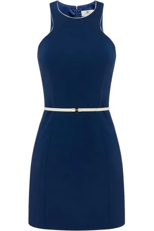 Elisabetta Franchi Femme, Robes, Bleu, Taille: 42 FR Mini Robe Bleue avec Détails de Piping